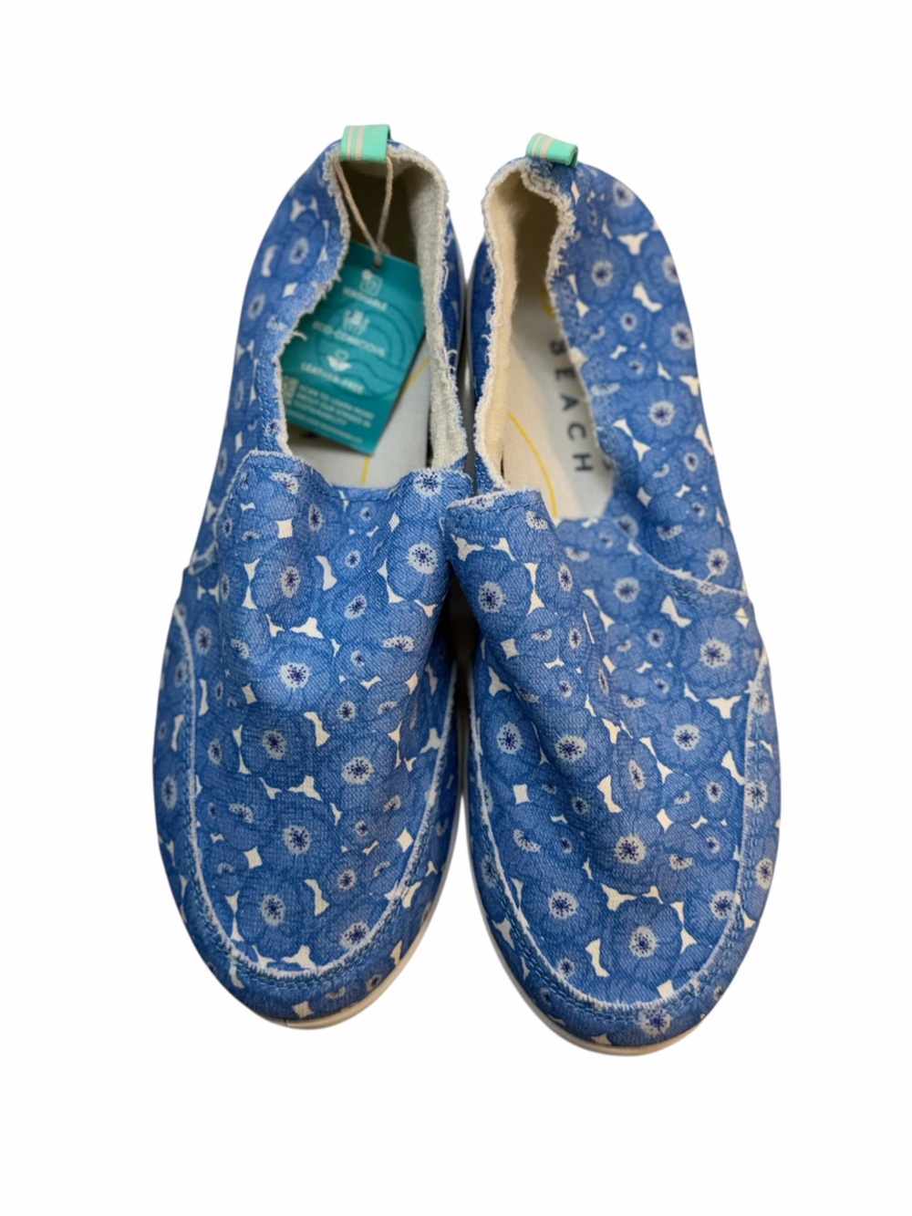 Vionic Beach Malibu Blue Floral Print Slip On Shoes NWT Women’s 7.5W - Picture 5 of 9